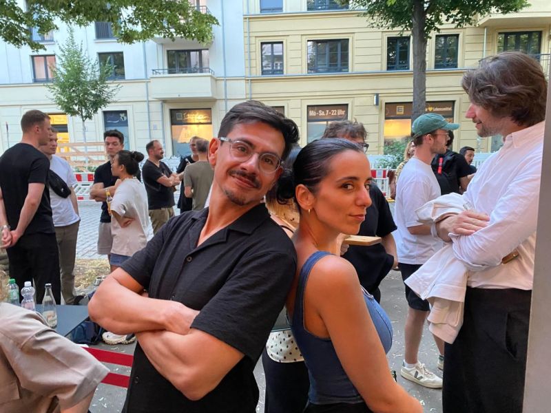 Ben Chimoy with a guest outside IL KINO