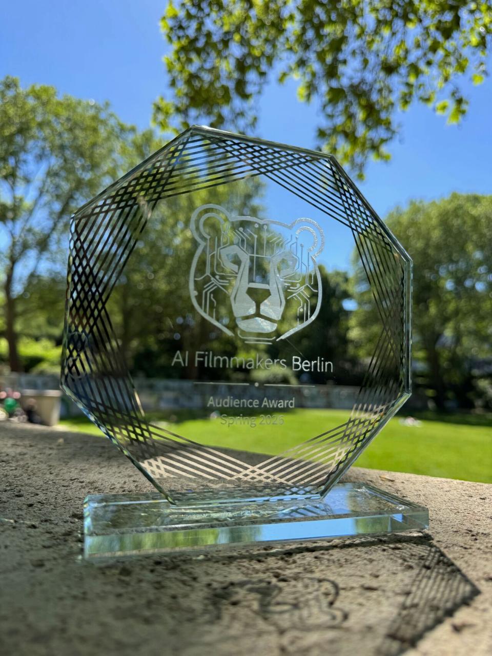 AI Filmmakers Berlin Audience Award trophy for Spring 2026